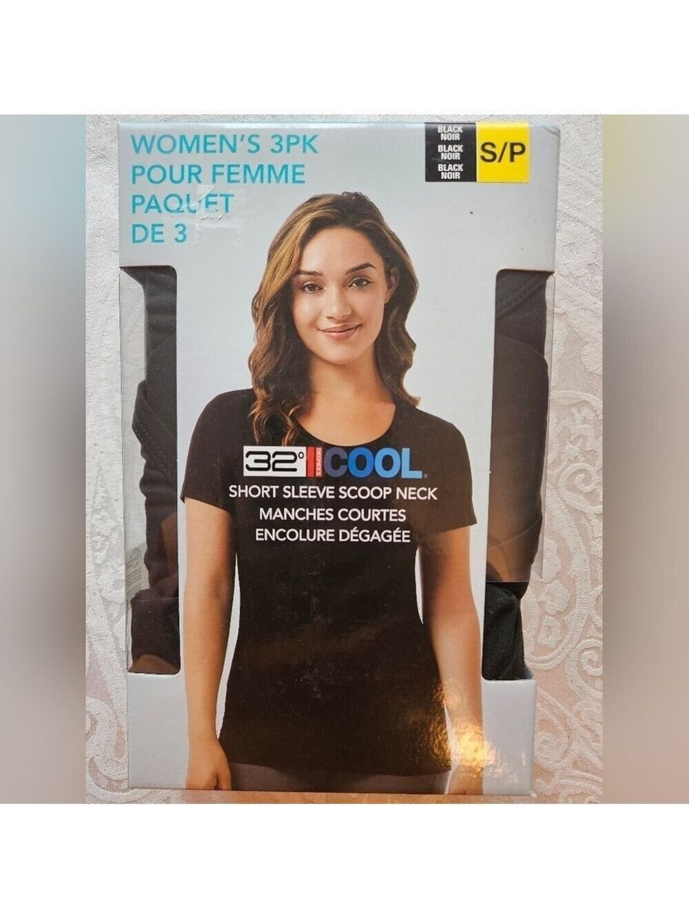 32 Degrees Cool Quick Dry T-Shirts, Box of 3 Black Shirts, Small, New in Box